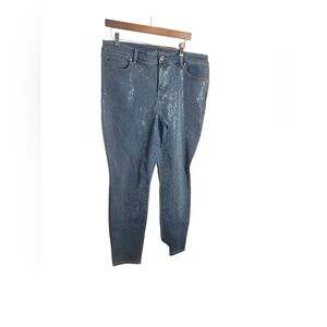 INC International Concep Silver Studded Skinny Jeans Size 14 Mid-Rise